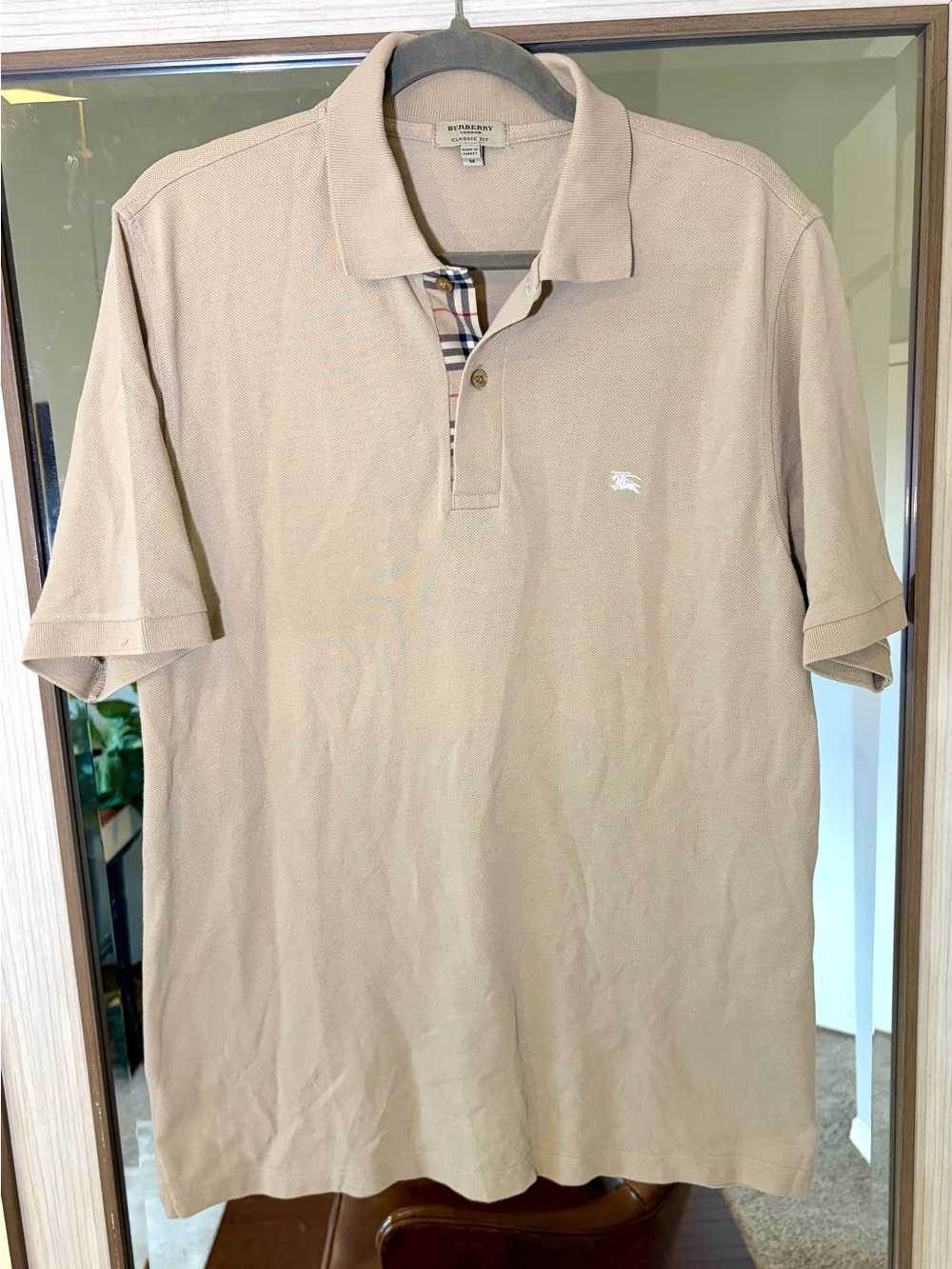 Burberry London Men’s Size Medium Classic Polo Shirt Nova Check 100% Cotton